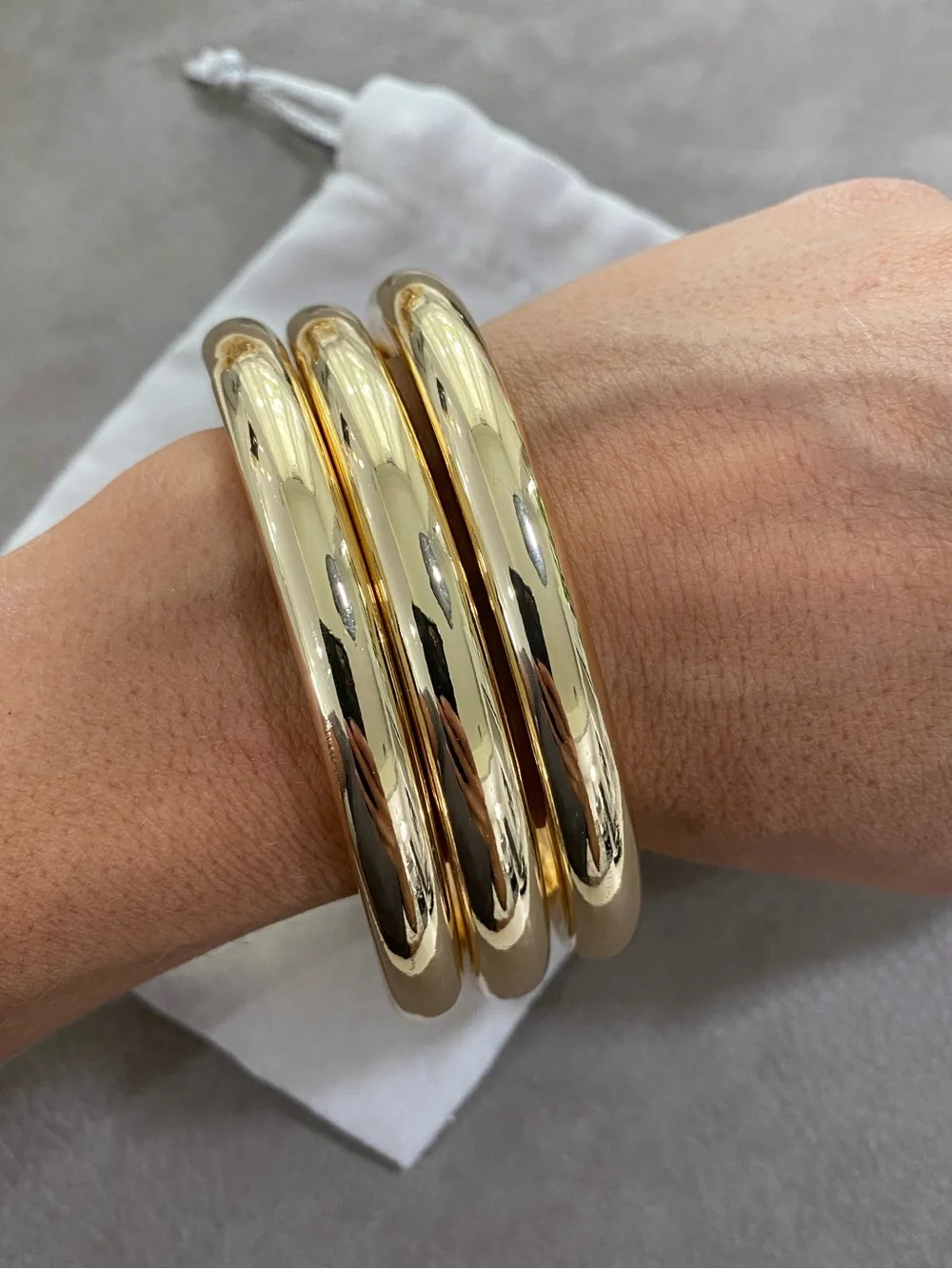 Classic Gold-Tone Set of 3 Chunky Bangle Bracelet